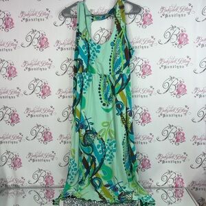 Fresh Produce Dress tropical long blue Teal and Blue Backless Dress